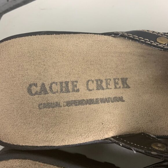 Cache Creek Chunky Black Faux Leather Slip On Thong Casual Comfort Sandals - Picture 7 of 8